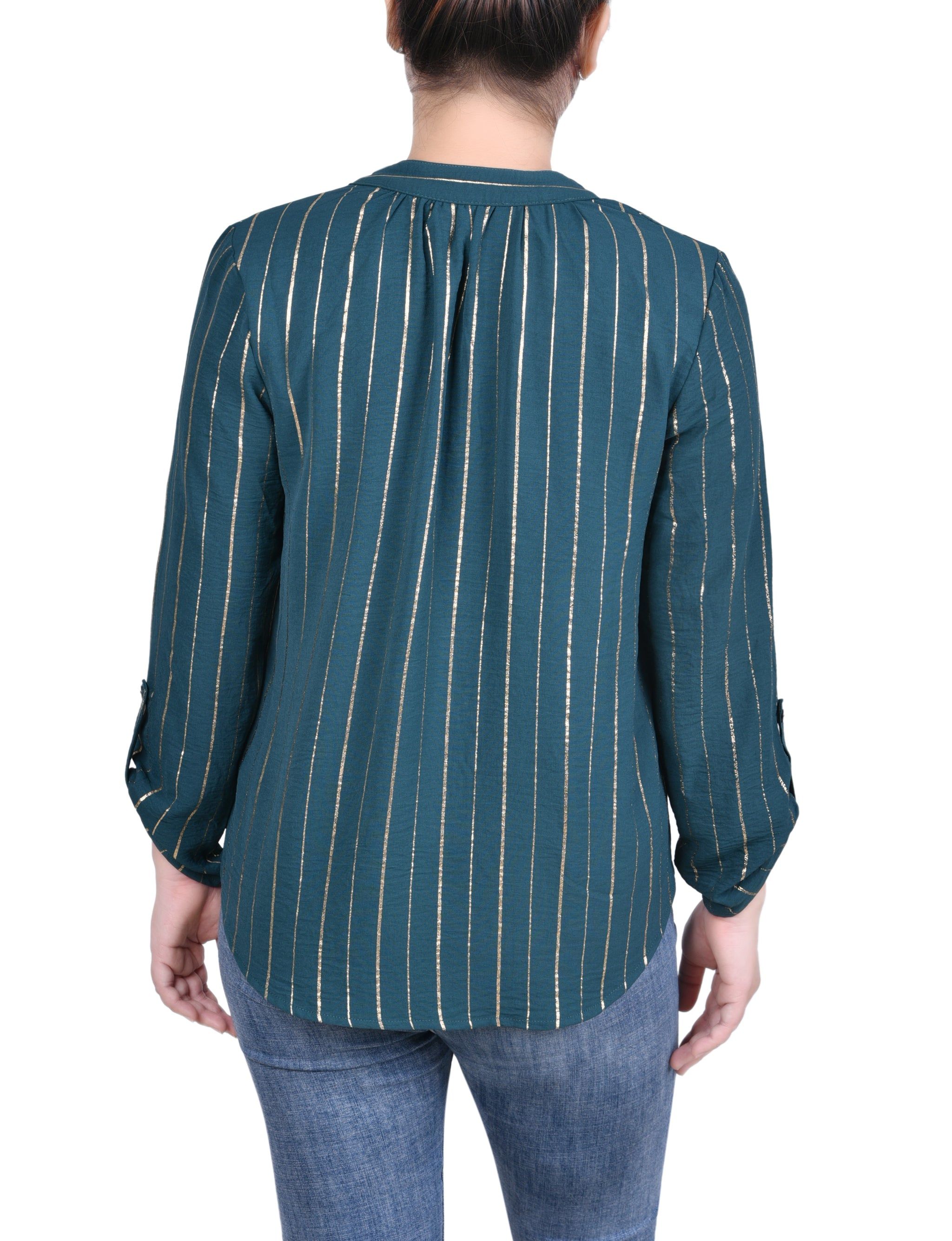 NY Collection Long Sleeve Foil Striped Blouse sold by Dress Barn product image thumbnail 4