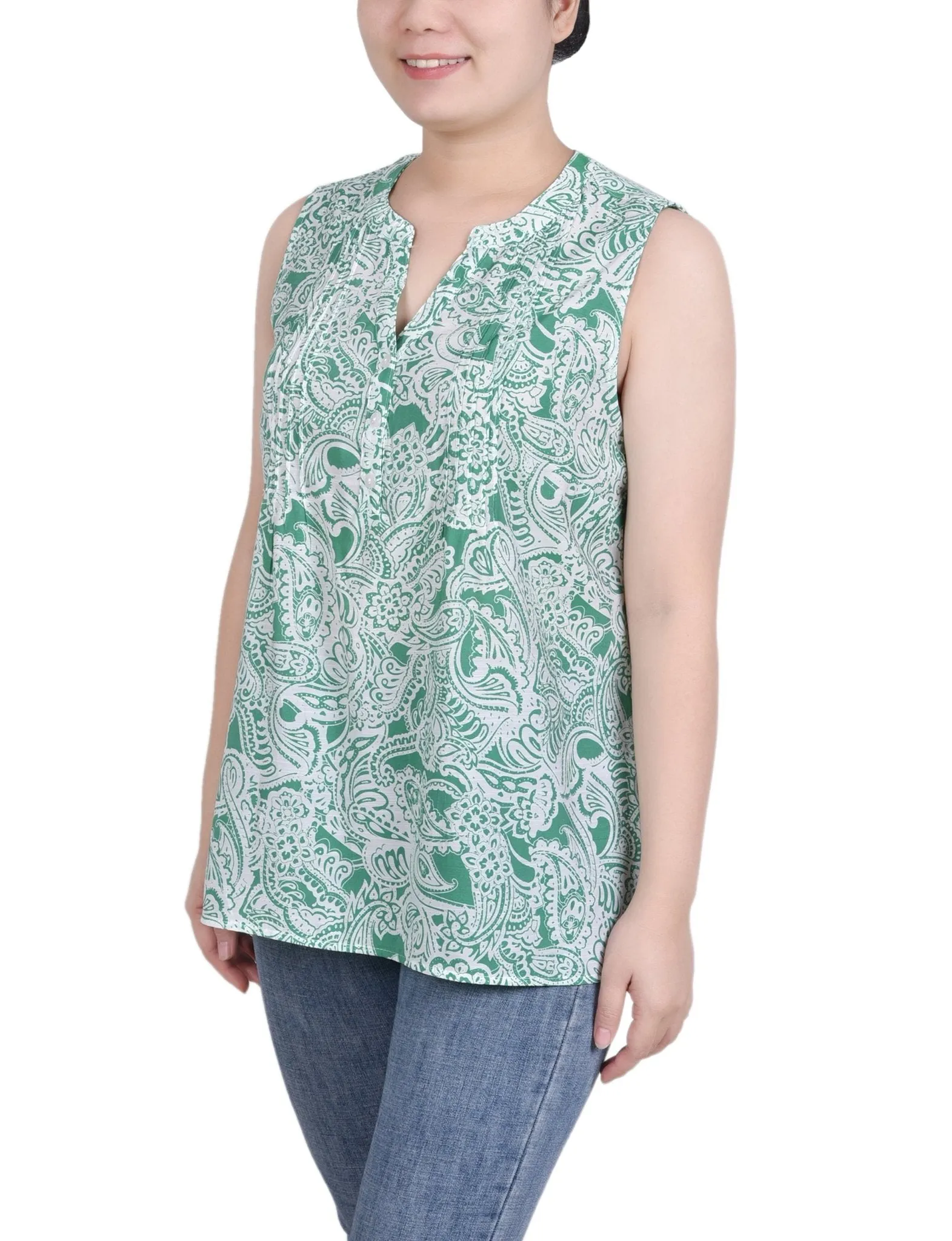 Sleeveless Pintucked Blouse - Petite sold by Dress Barn product image thumbnail 5