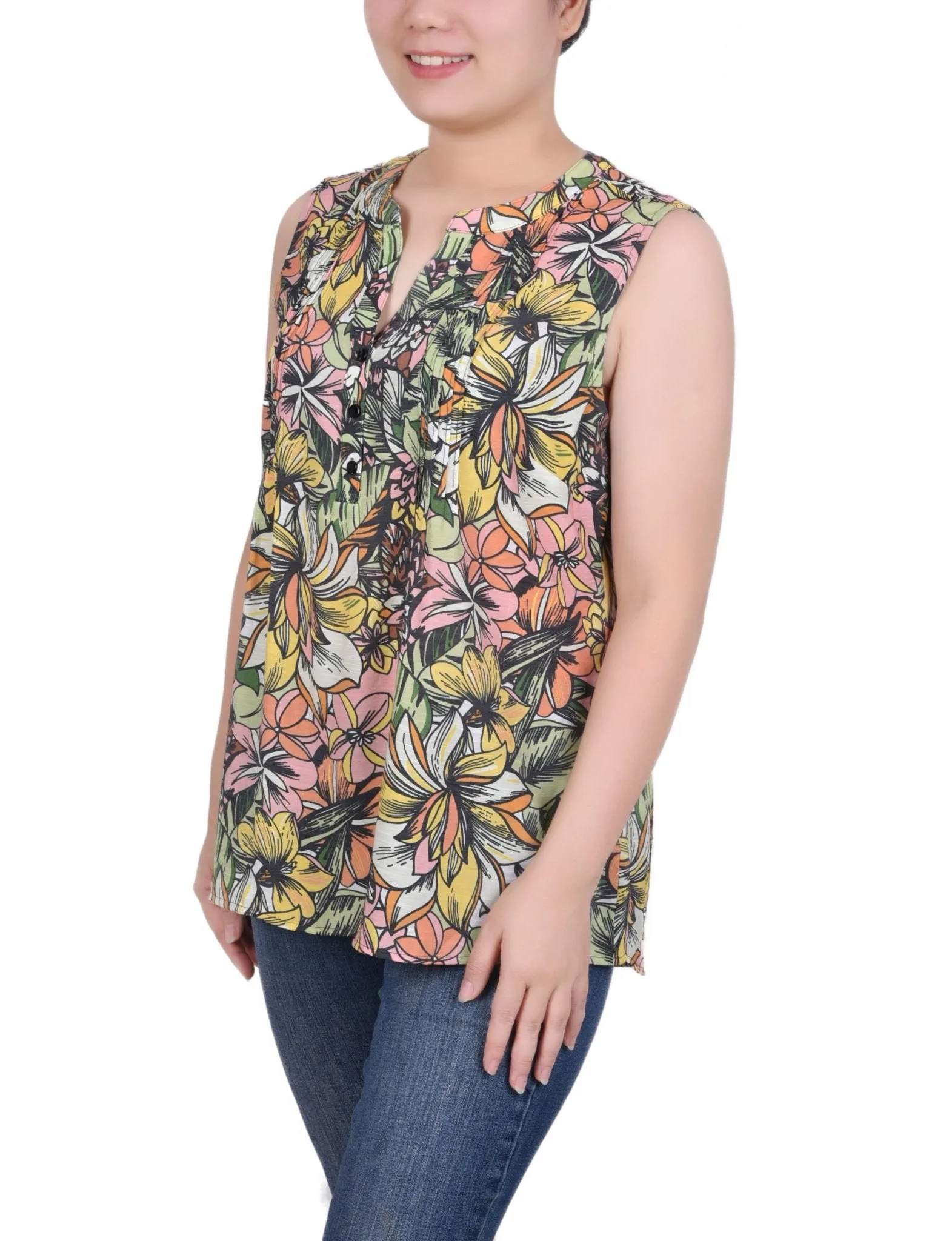 Sleeveless Pintucked Blouse - Petite sold by Dress Barn product image thumbnail 2