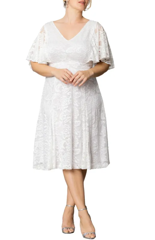 Genevieve Lace Flutter Sleeve Midi Dress - Plus sold by Dress Barn