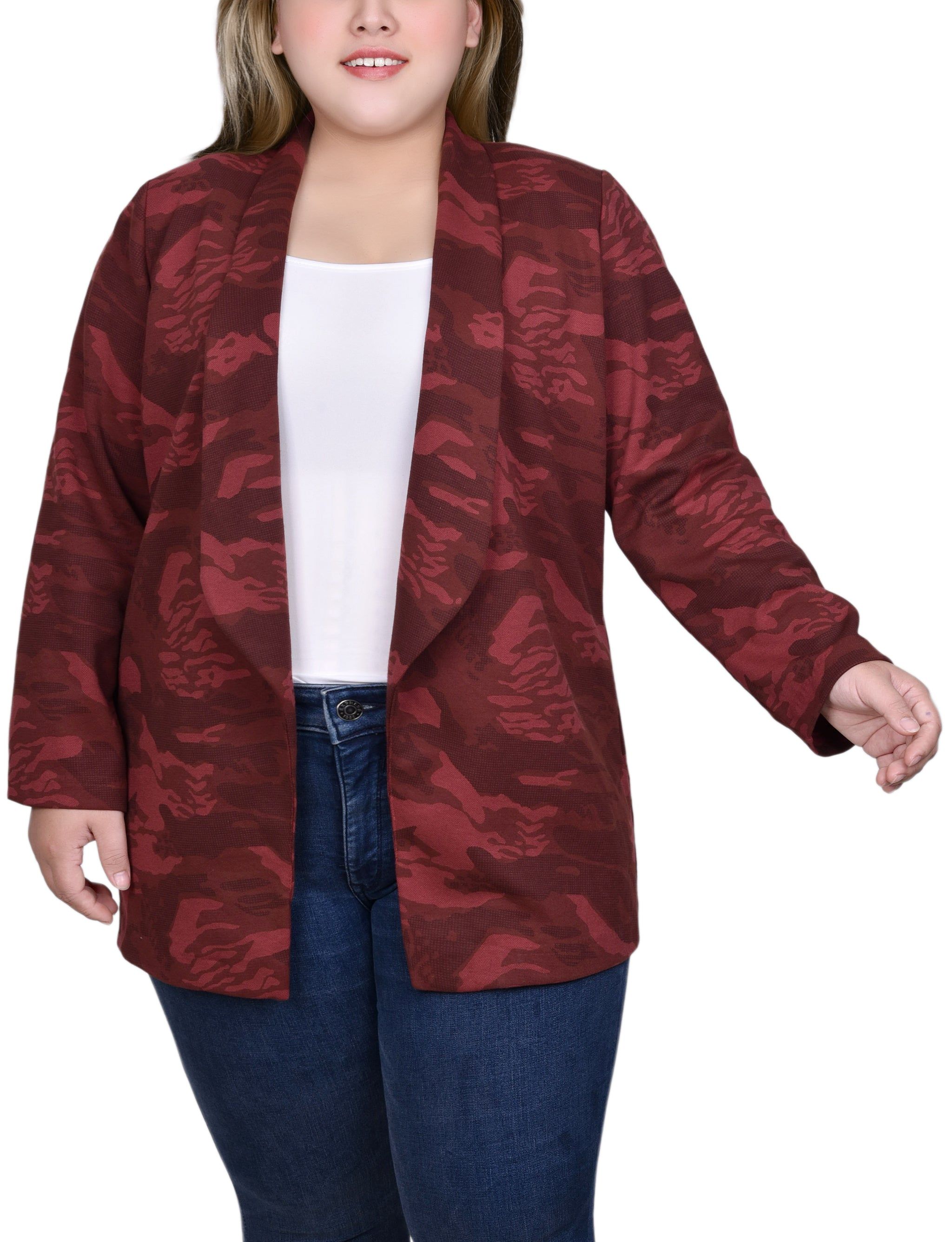 NY Collection 3/4 Sleeve Ponte Jacket - Plus sold by Dress Barn