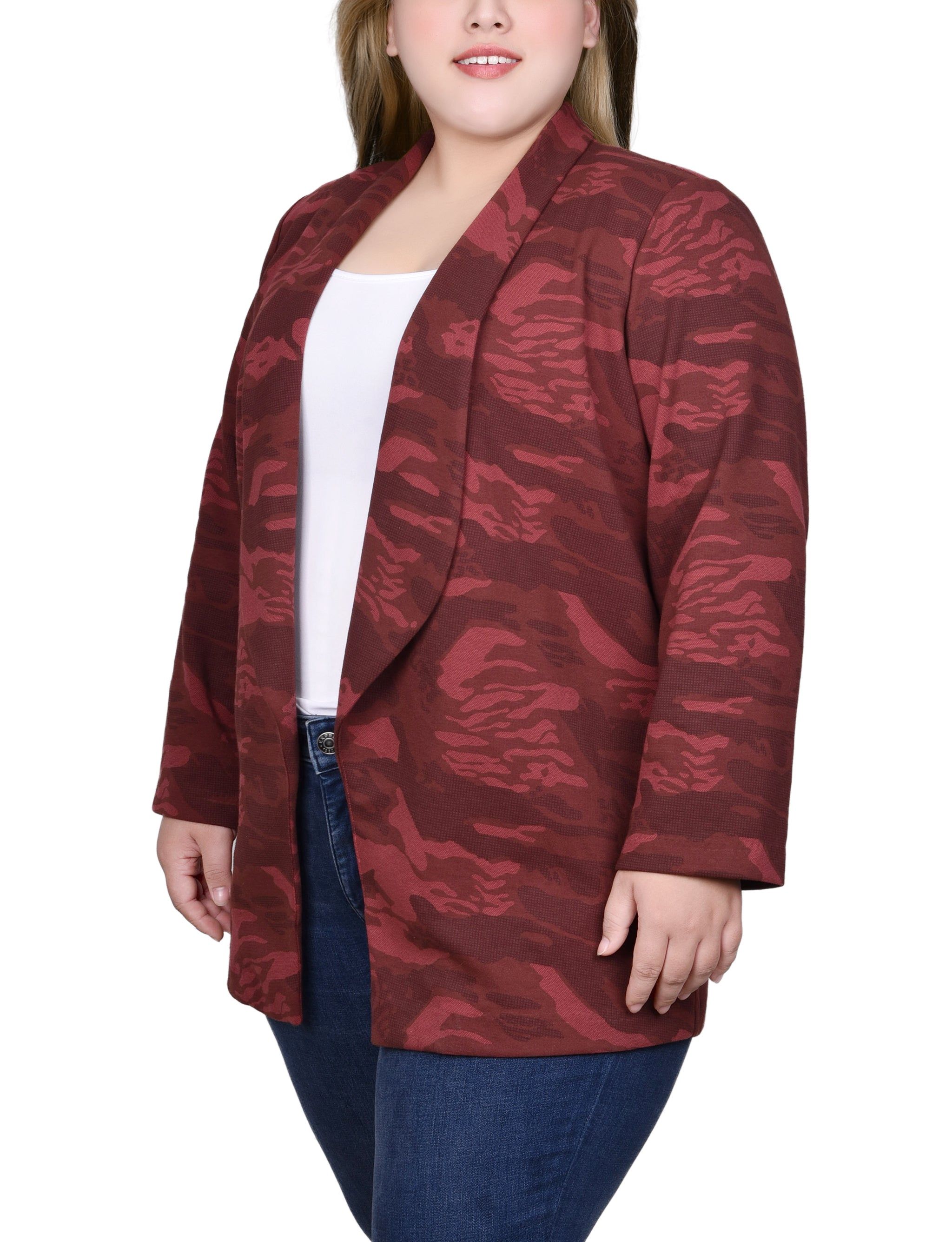 NY Collection 3/4 Sleeve Ponte Jacket - Plus sold by Dress Barn product image thumbnail 2