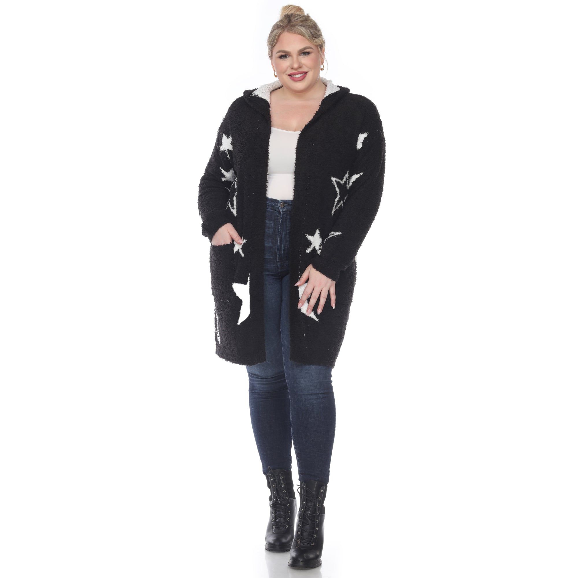 Hooded Open Front Sherpa Coat - Plus sold by Dress Barn product image thumbnail 2