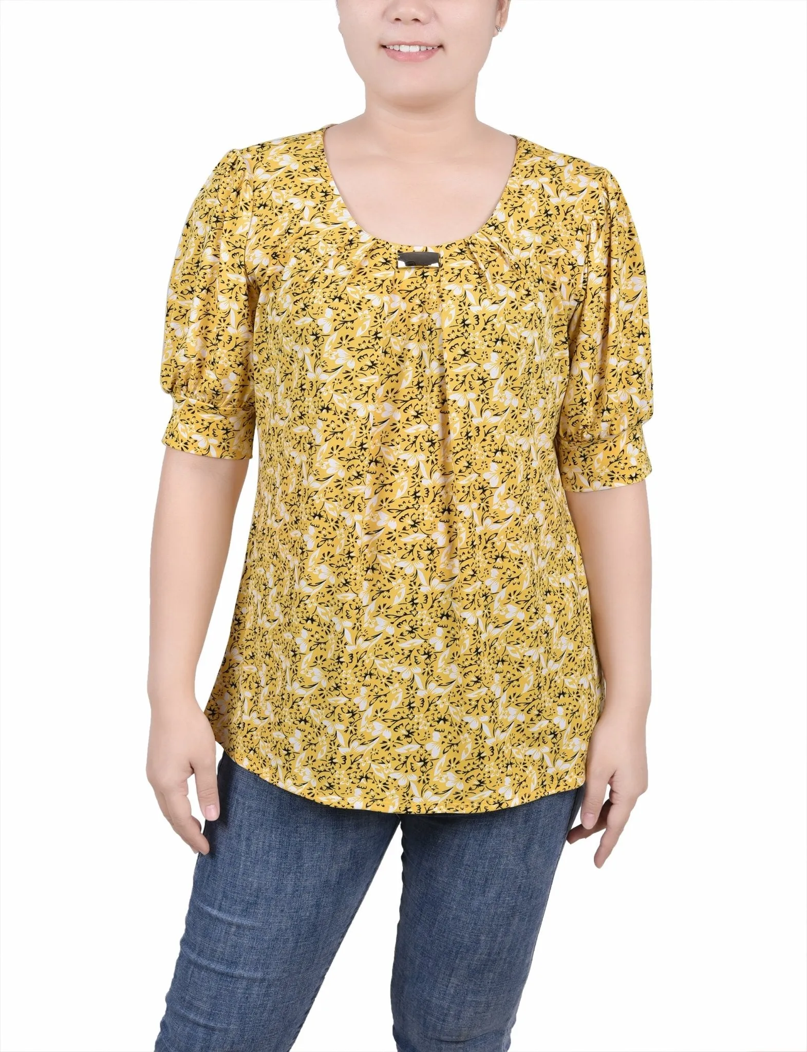 Short Sleeve Balloon Sleeve Top - Petite sold by Dress Barn product image thumbnail 4