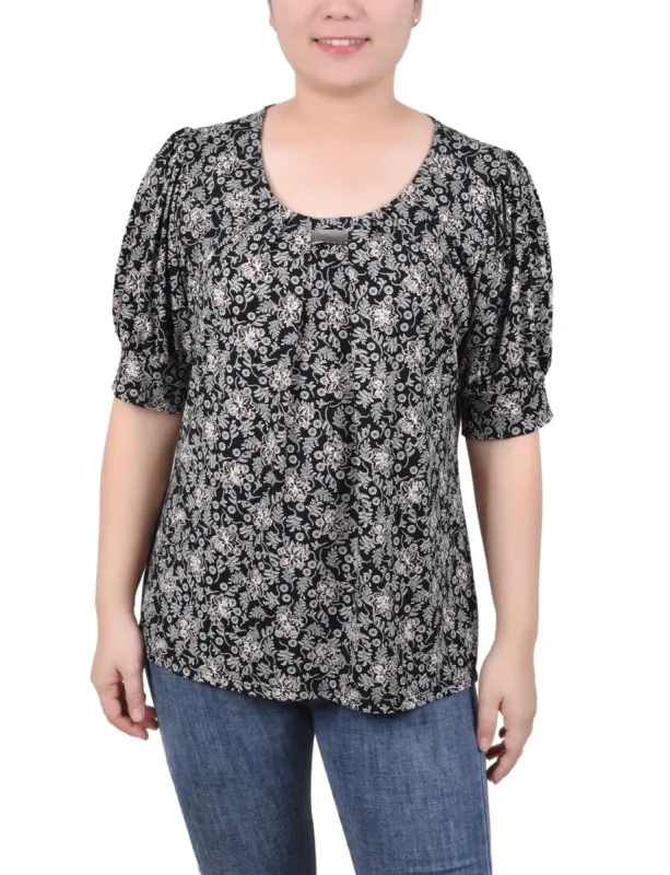 Short Sleeve Balloon Sleeve Top - Petite sold by Dress Barn