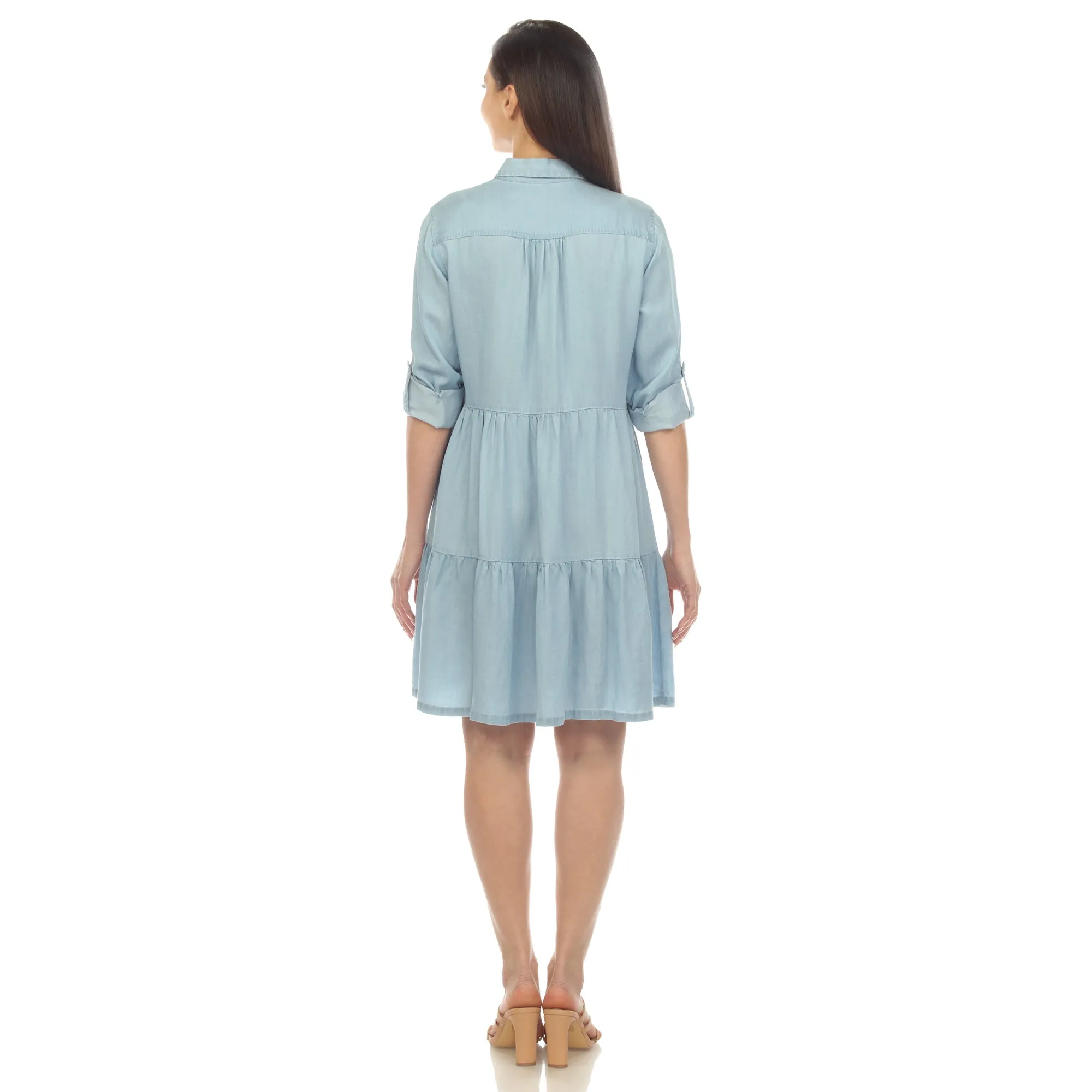 Women's Long Sleeve Tiered Midi Shirt Dress sold by Dress Barn product image thumbnail 3