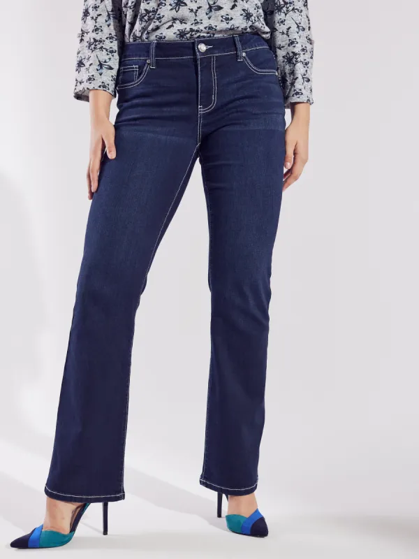 Signature 5 Pocket Bootcut Denim Jean With Back Bling Flap Pockets-Plus sold by Dress Barn