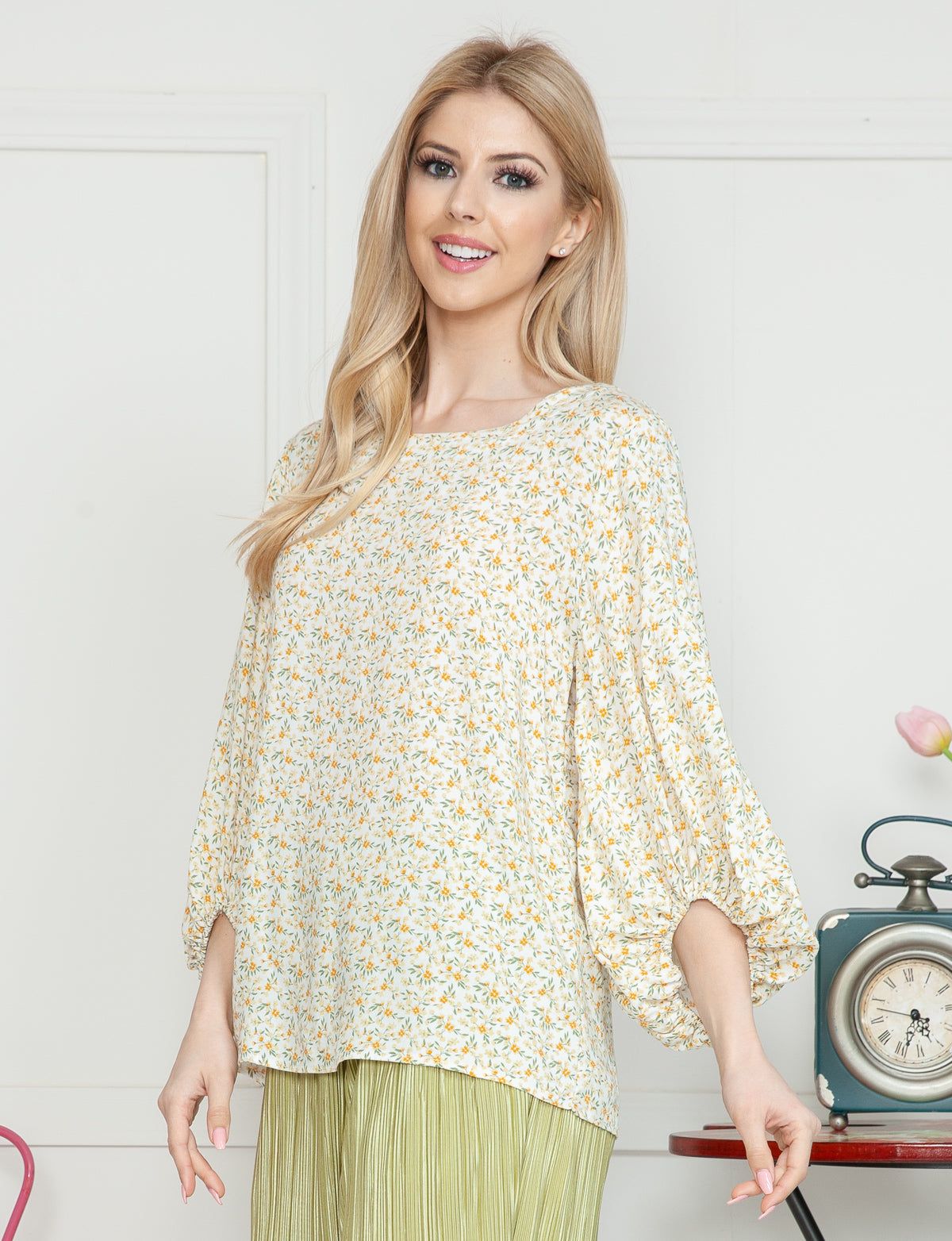 Ditsy Floral Lantern Sleeve Top - Plus sold by Dress Barn product image thumbnail 4