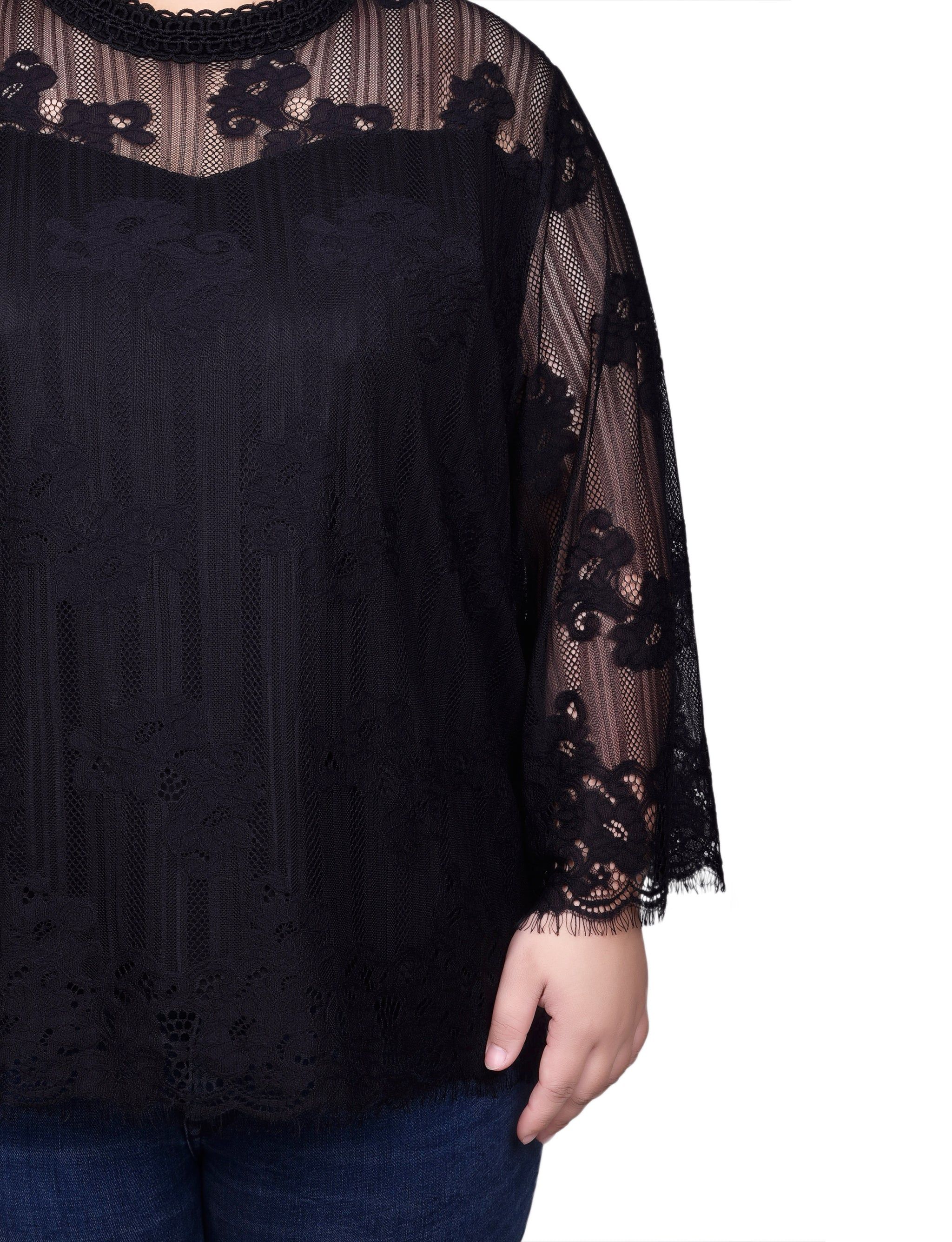 NY Collection 3/4 Sleeve Lace Blouse - Plus sold by Dress Barn product image thumbnail 3