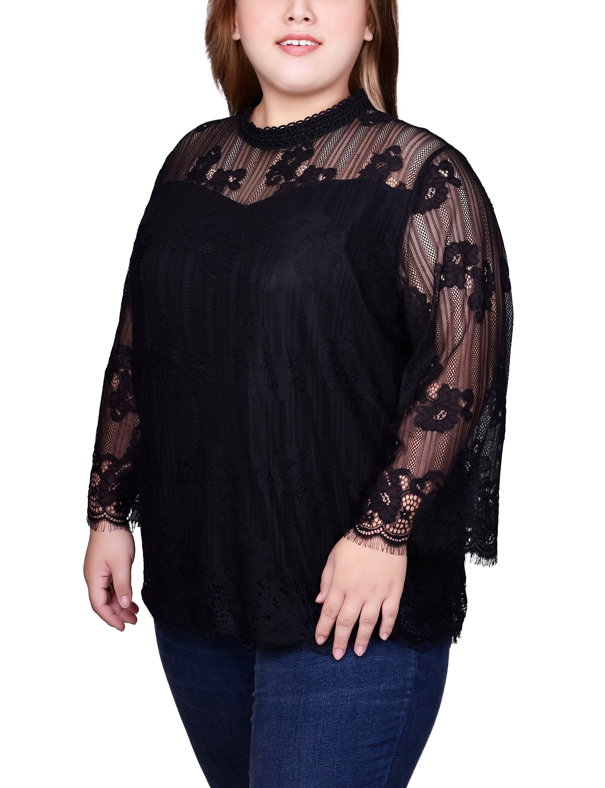 NY Collection 3/4 Sleeve Lace Blouse - Plus sold by Dress Barn product image thumbnail 2