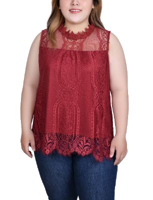NY Collection Sleeveless Mock Neck Lace Top - Plus sold by Dress Barn