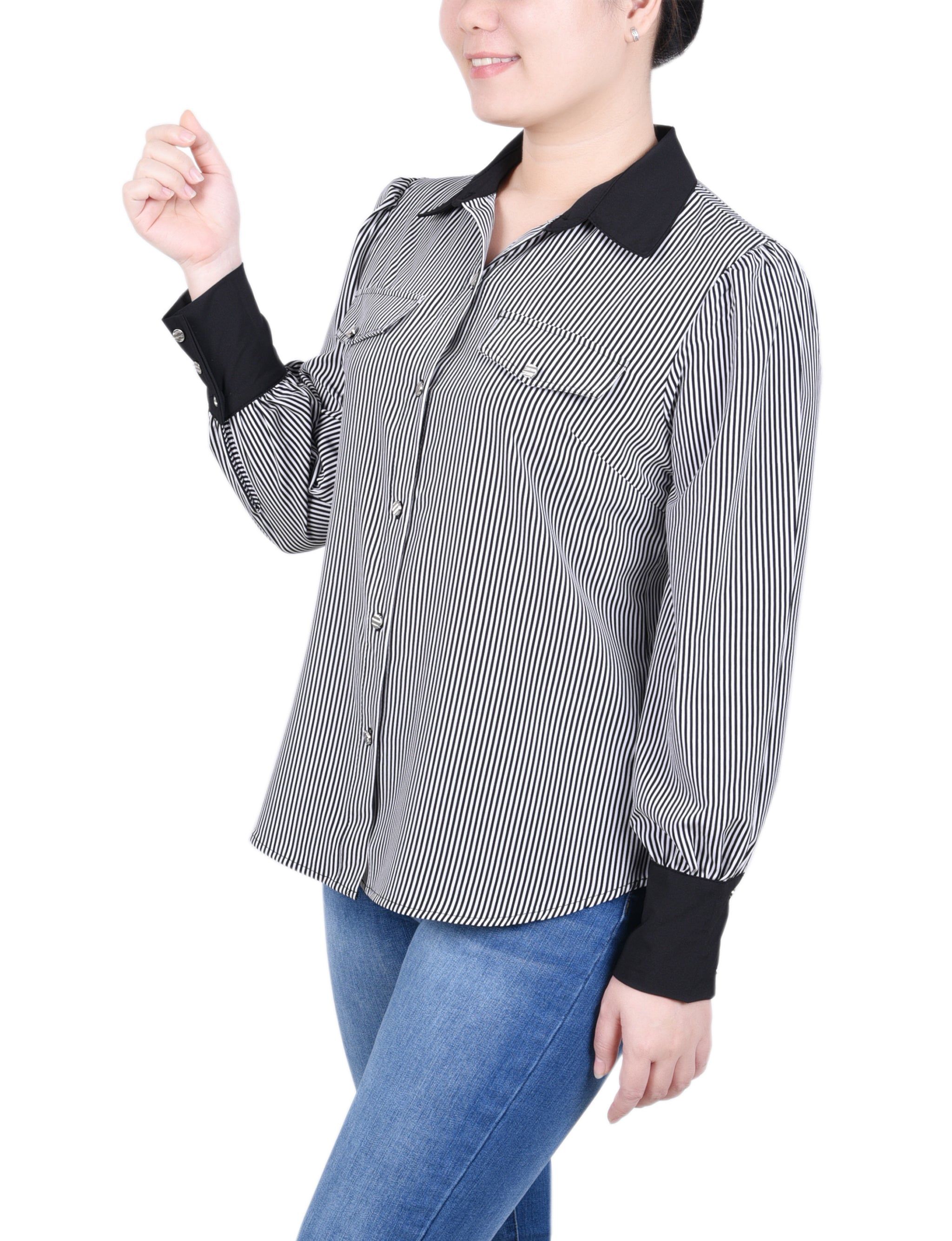 NY Collection Long Sleeve Colorblocked Blouse sold by Dress Barn product image thumbnail 2