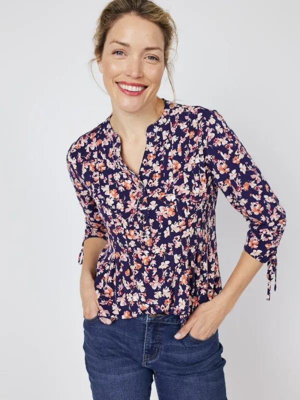 Roz & Ali Tie Sleeve Floral Popover sold by Dress Barn