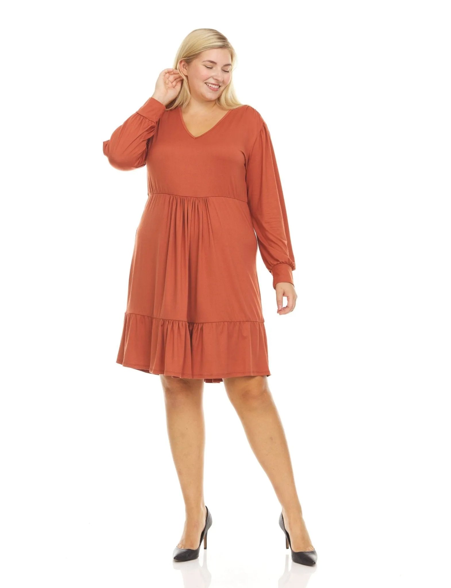 Long Sleeve Tiered Dress - Plus sold by Dress Barn product image thumbnail 4
