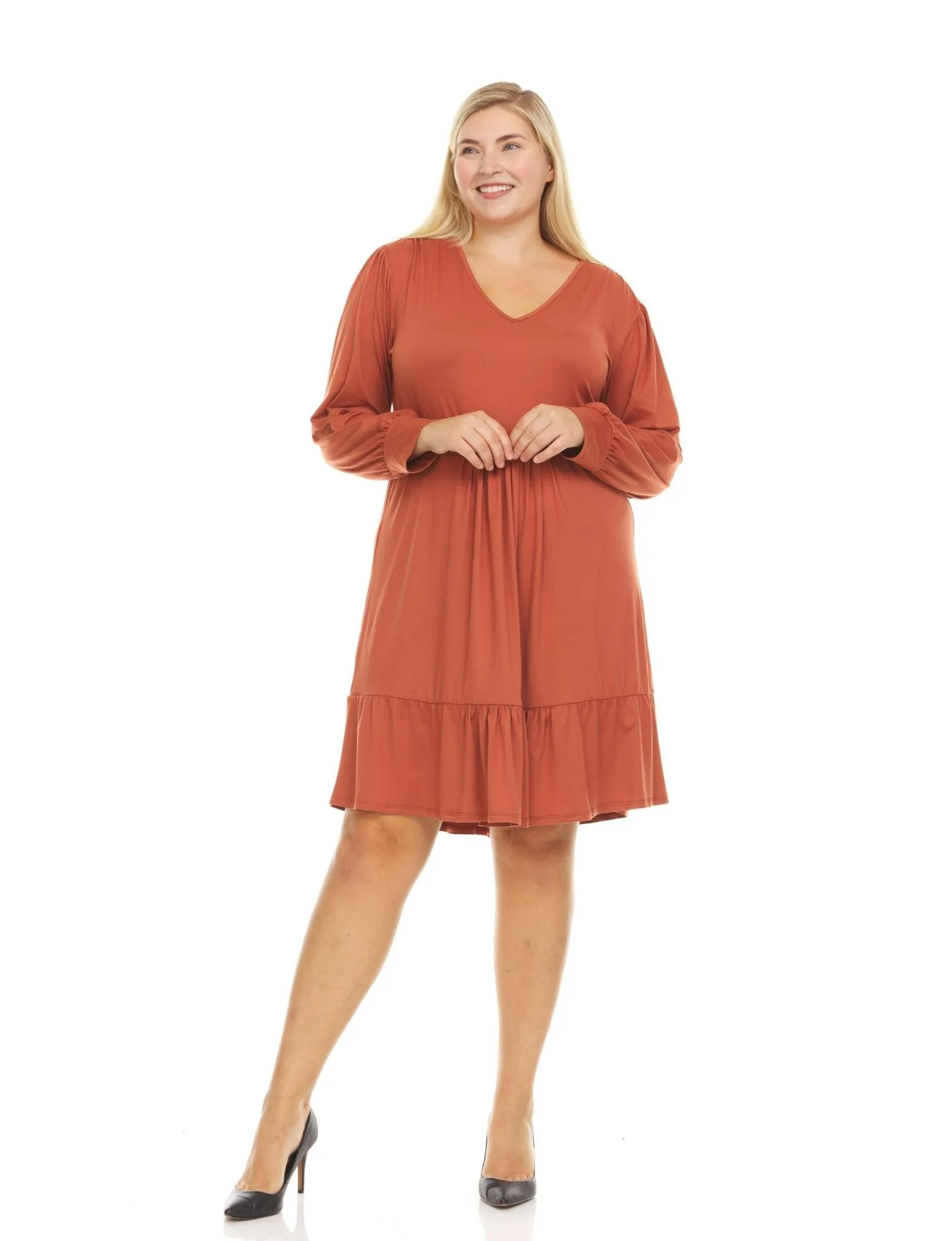 Long Sleeve Tiered Dress - Plus sold by Dress Barn product image thumbnail 3