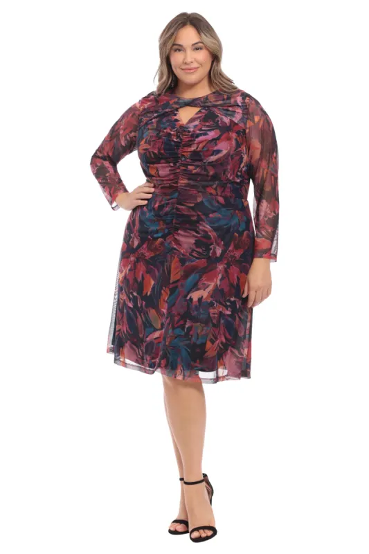 Twist Neck Shirred Midi Dress - Plus sold by Dress Barn