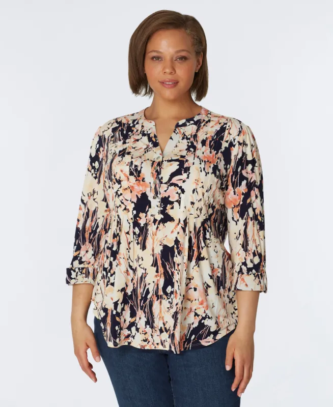 Roz & Ali Water Color Floral Popover - Plus sold by Dress Barn