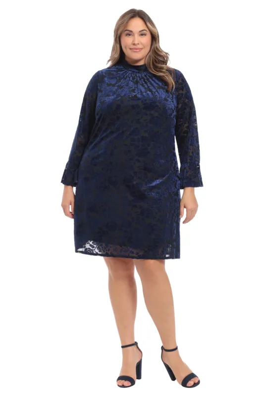 Long Sleeve Tie Front Fit & Flare Dress - Plus sold by Dress Barn