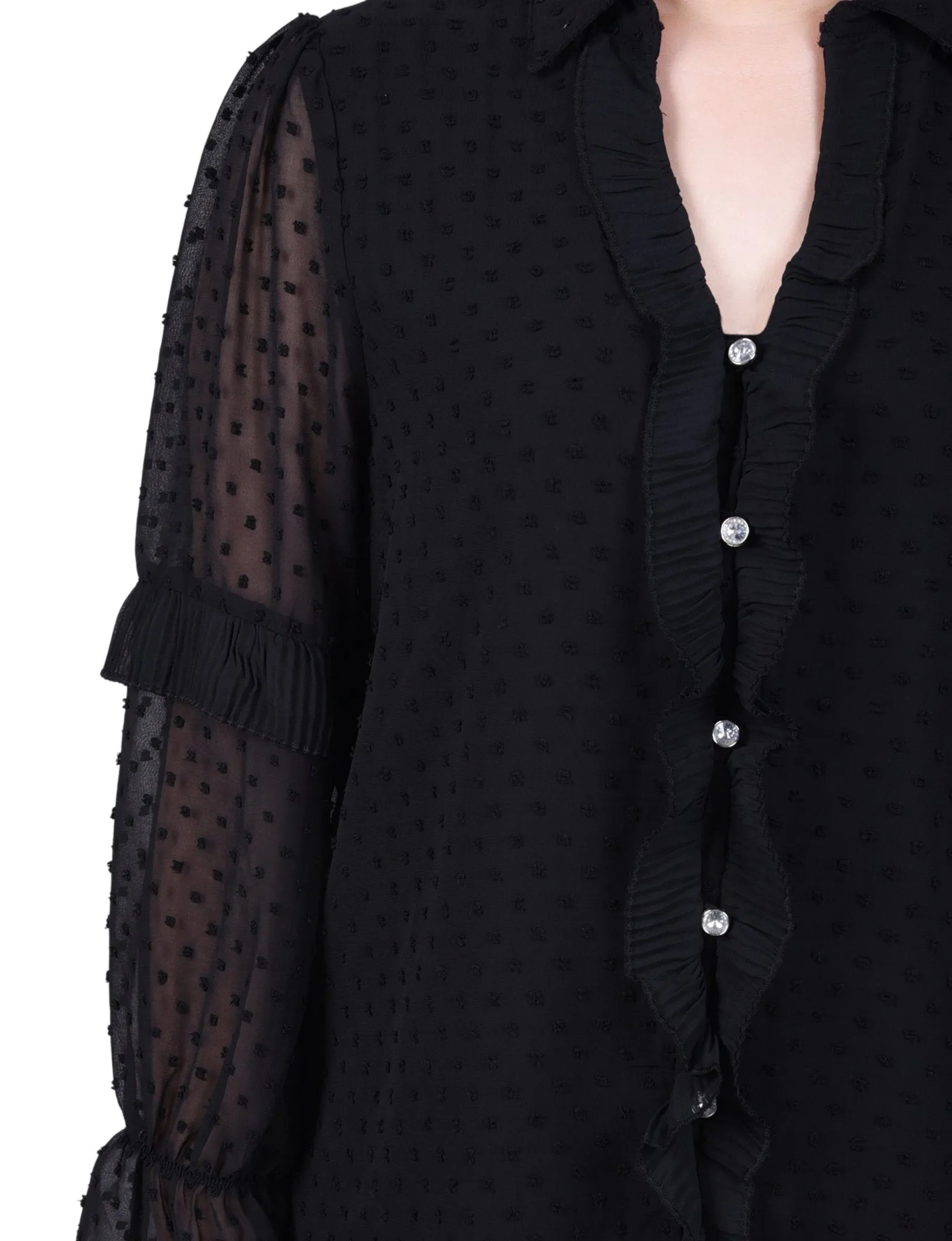 Long Sleeve Dotted Chiffon Blouse - Petite sold by Dress Barn product image thumbnail 3