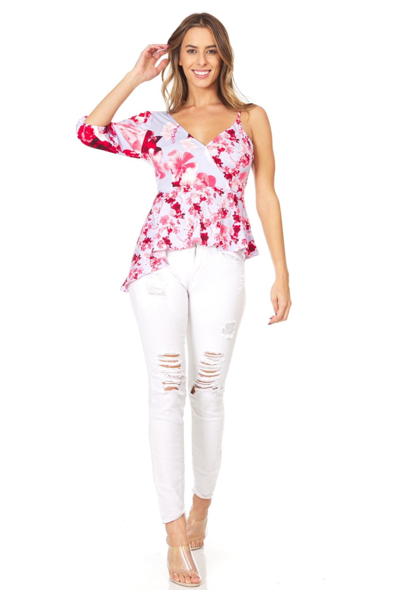 One Shoulder Floral Top sold by Dress Barn product image thumbnail 2