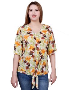 Elbow Sleeve Tie-Front Top sold by Dress Barn