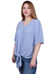 Elbow Sleeve Tie-Front Top sold by Dress Barn