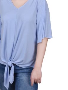 Elbow Sleeve Tie-Front Top sold by Dress Barn