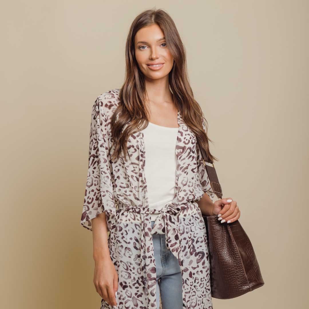 Cheetah Kimono - Plus sold by Dress Barn product image thumbnail 4