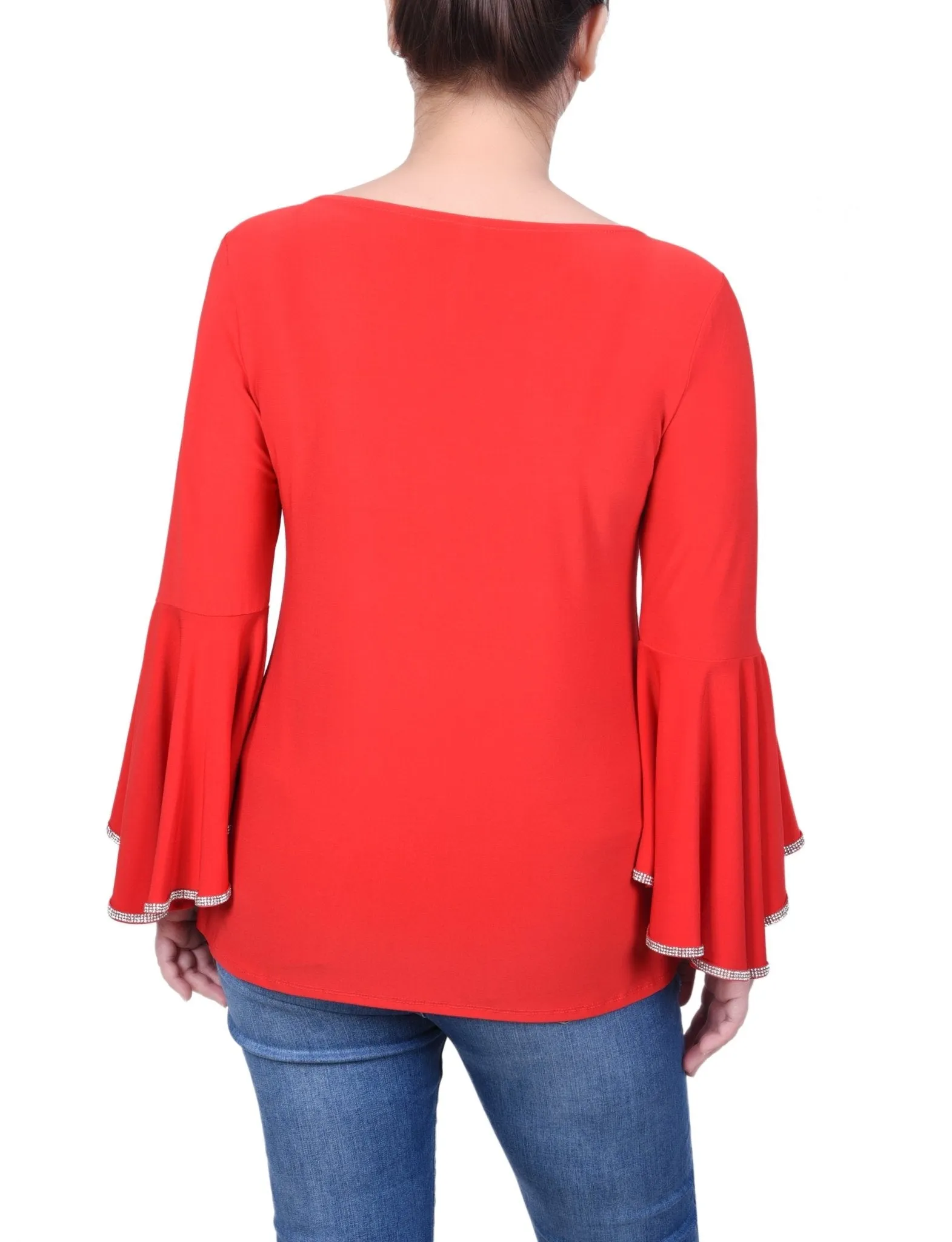 Long Bell Sleeve Tunic Top With Stone Details - Petite sold by Dress Barn product image thumbnail 4