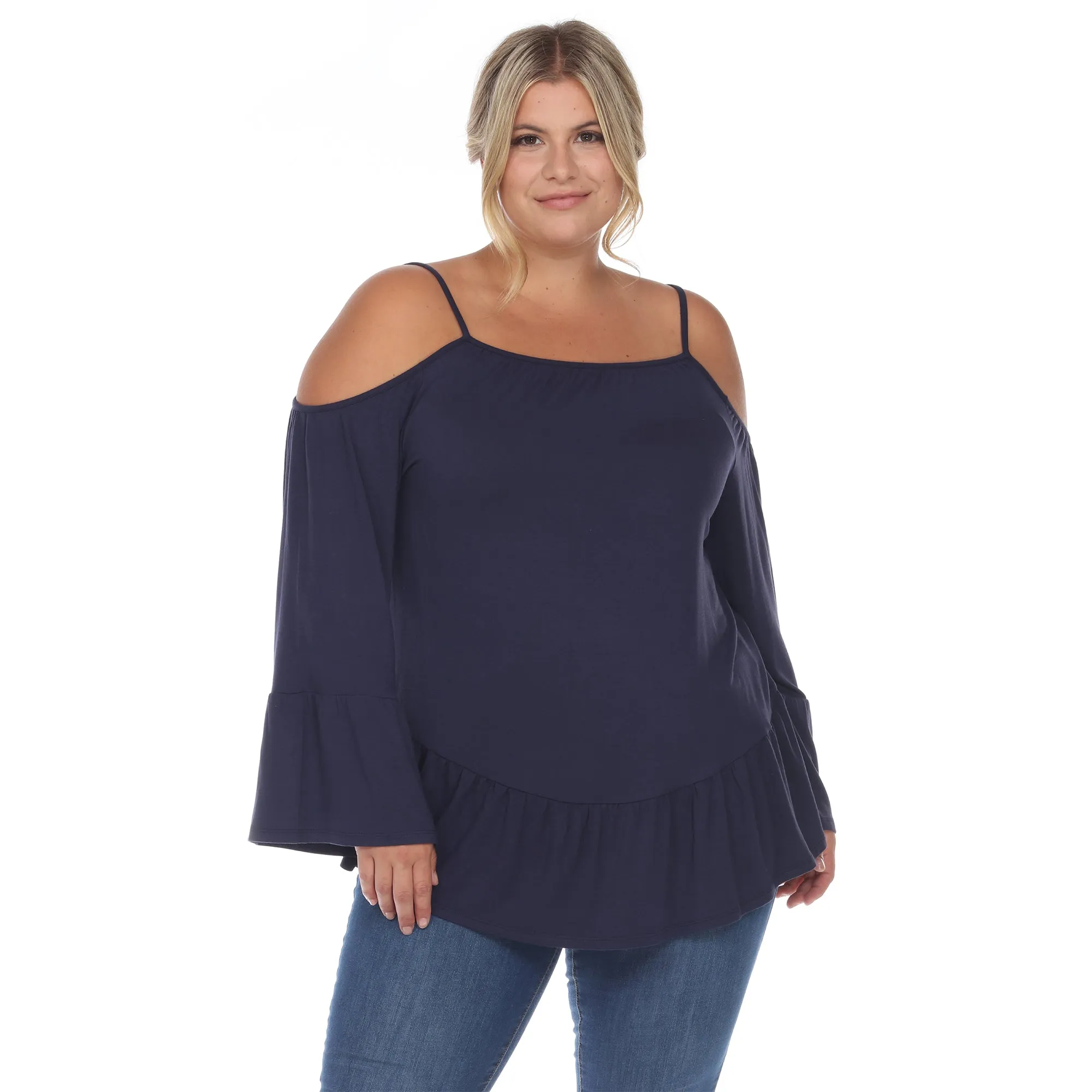 Cold Shoulder Ruffle Sleeve Top - Plus sold by Dress Barn