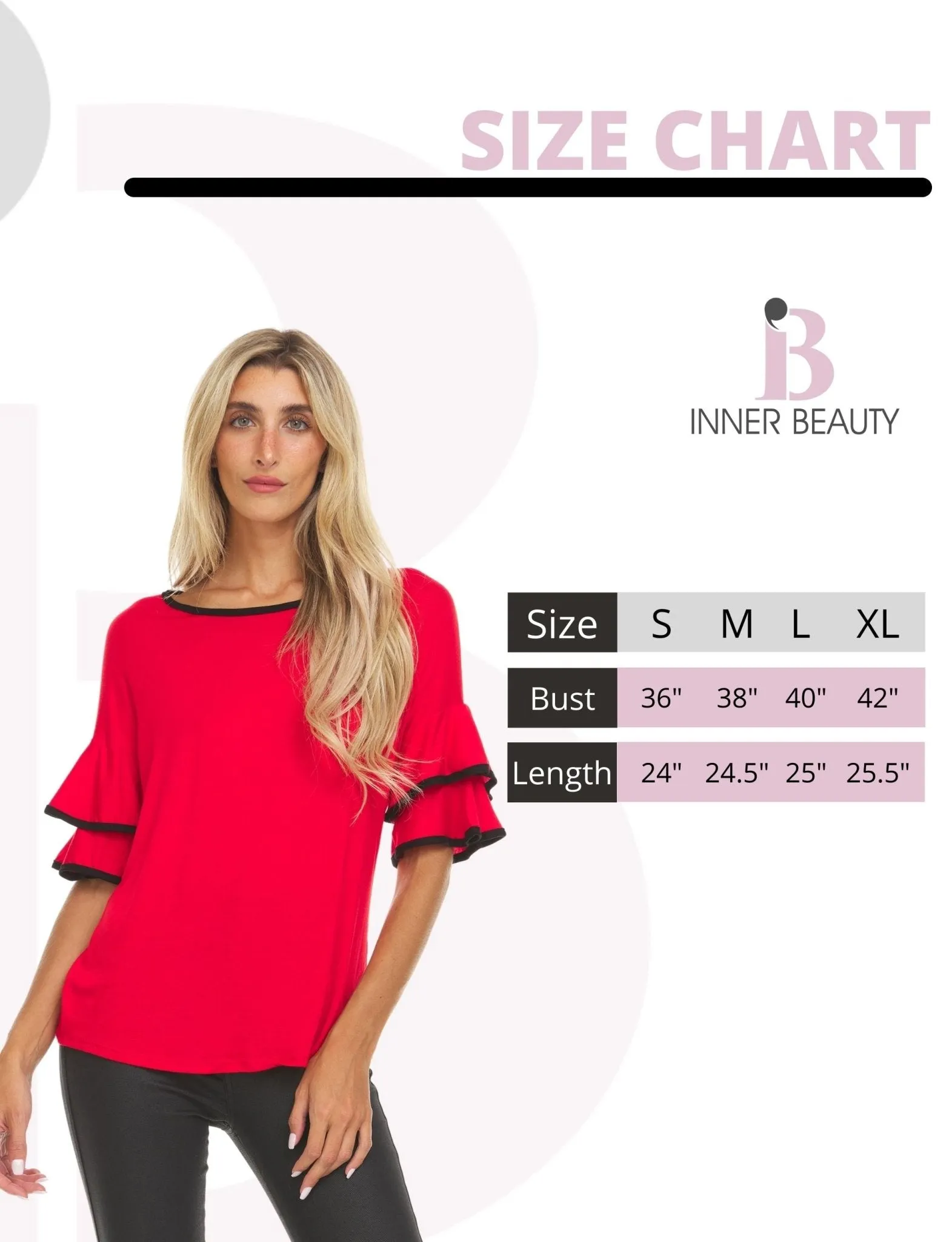 Womens Multi Ruffle Sleeve Top With Contrast Color Trim On Ruffles & Neckline sold by Dress Barn product image thumbnail 4