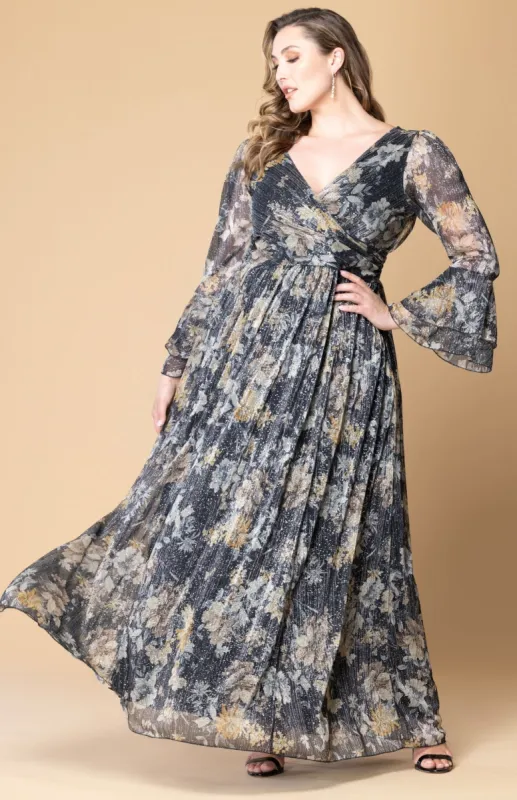 Gilded Glamour Long Sleeve Evening Gown - Plus sold by Dress Barn