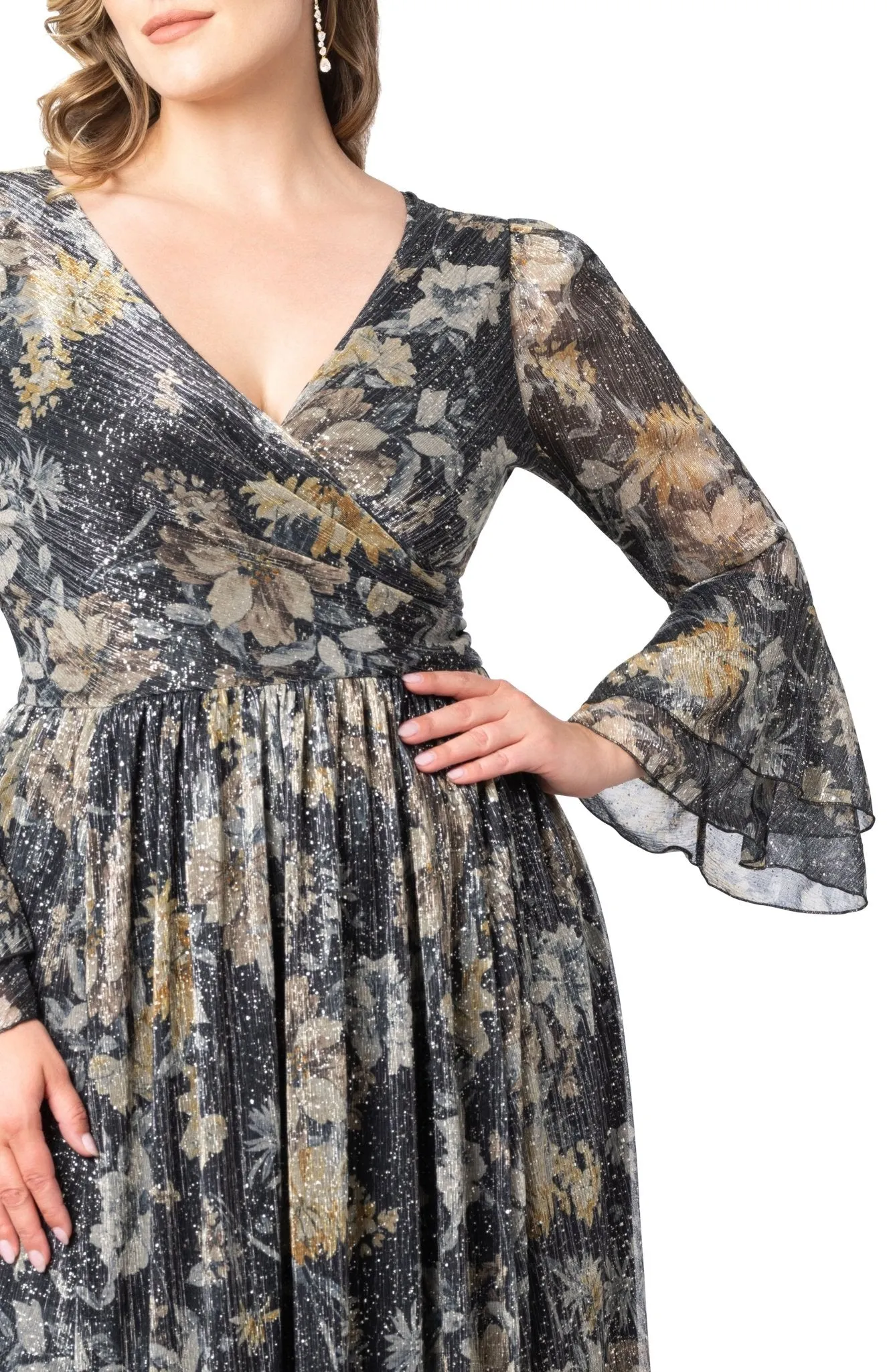 Gilded Glamour Long Sleeve Evening Gown - Plus sold by Dress Barn product image thumbnail 4