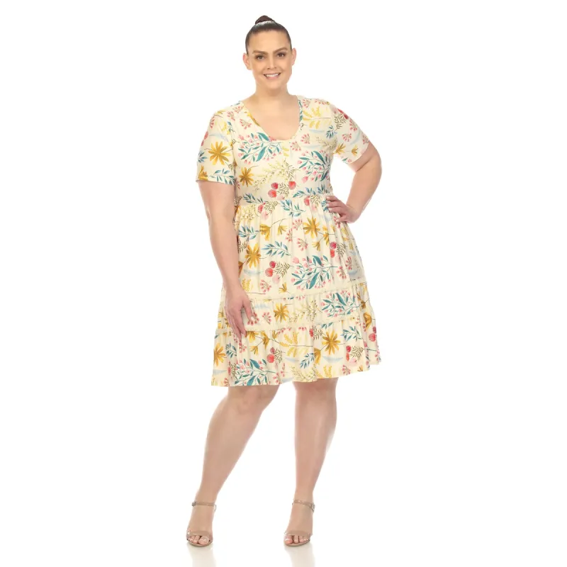 Floral Short Sleeve Knee Length Dress - Plus sold by Dress Barn