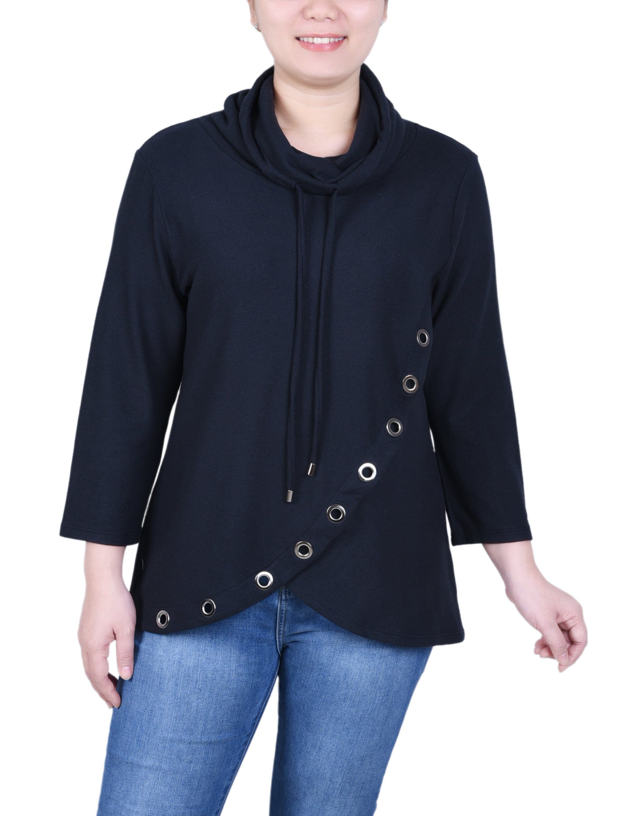 NY Collection 3/4 Slv Top With Grommet Hem sold by Dress Barn