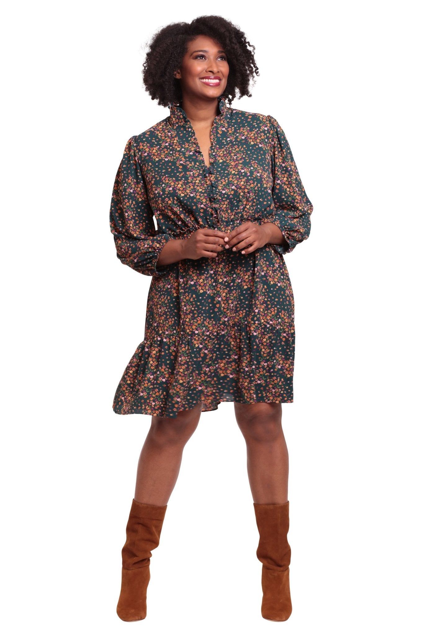 Smocked Waist Ruffle Bodice Tiered Dress - Plus sold by Dress Barn