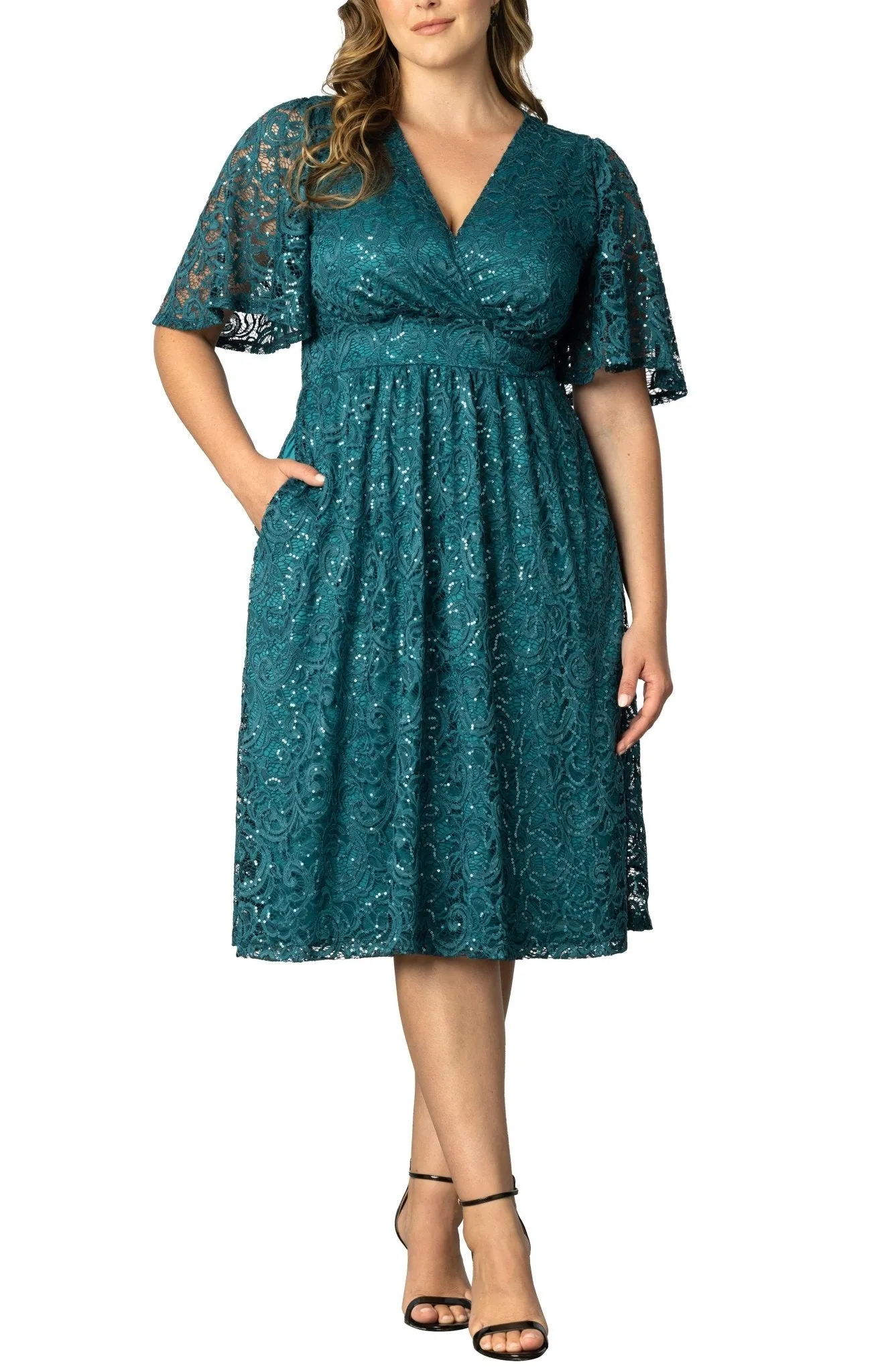 Starry Sequined Lace Cocktail Dress - Plus sold by Dress Barn product image thumbnail 5