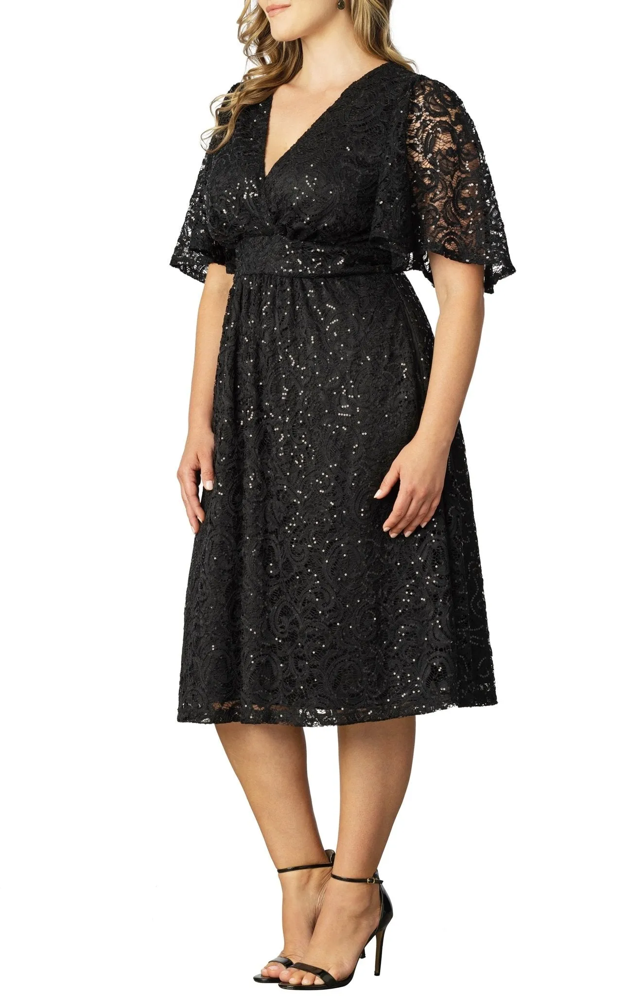Starry Sequined Lace Cocktail Dress - Plus sold by Dress Barn product image thumbnail 4