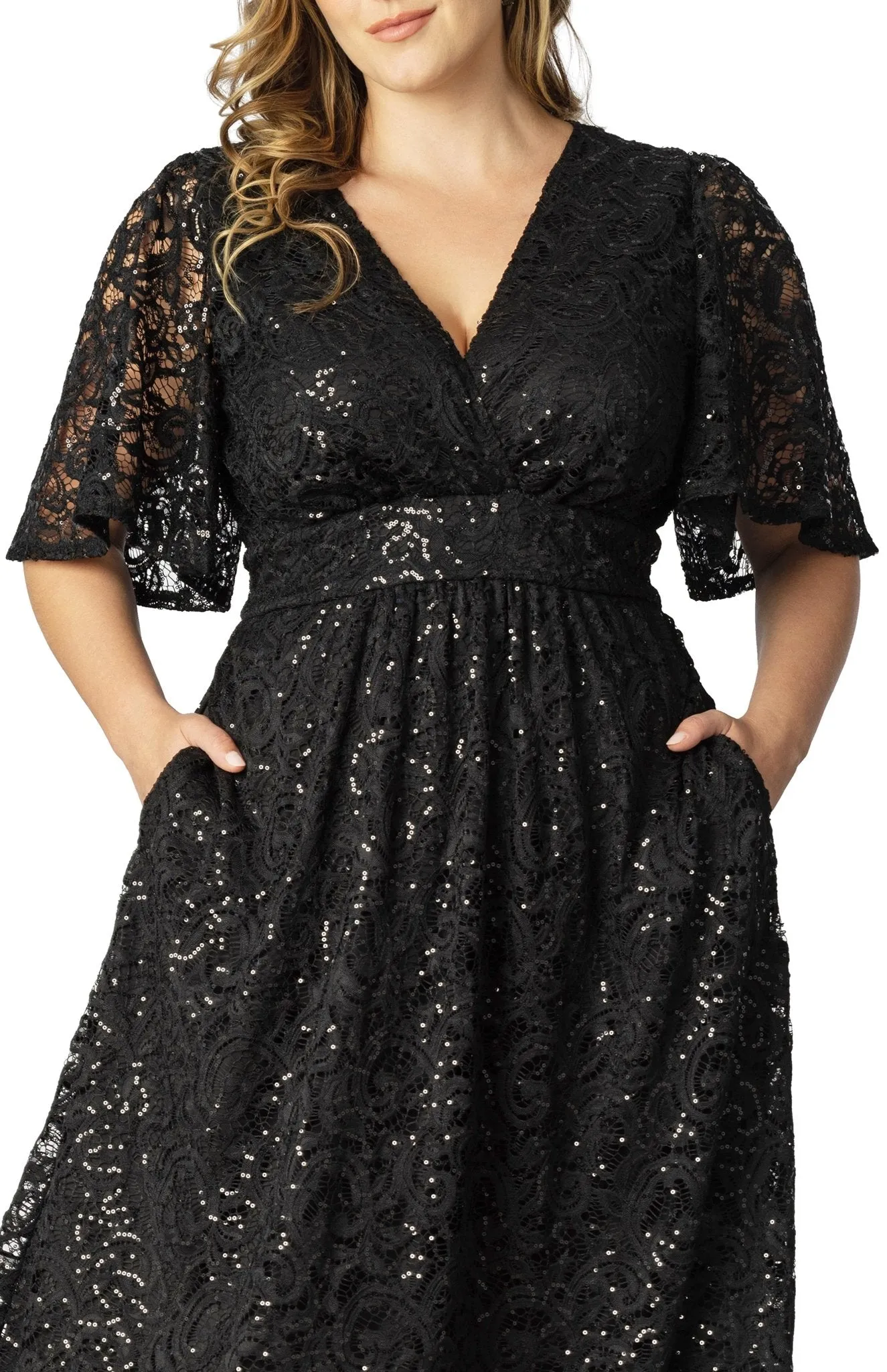 Starry Sequined Lace Cocktail Dress - Plus sold by Dress Barn product image thumbnail 3
