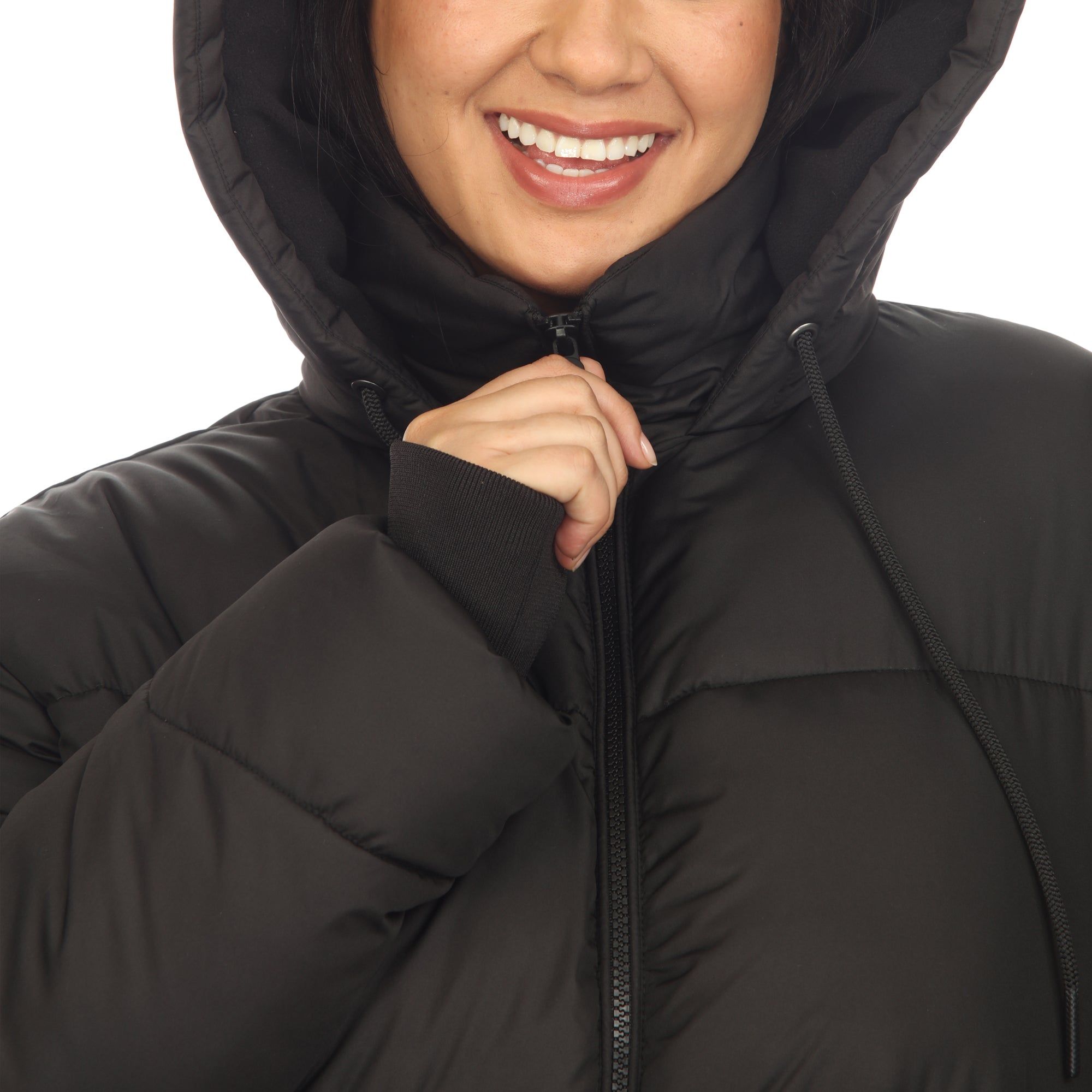 Full Front Zip Hooded Bomber Puffer Coat - Plus sold by Dress Barn product image thumbnail 5