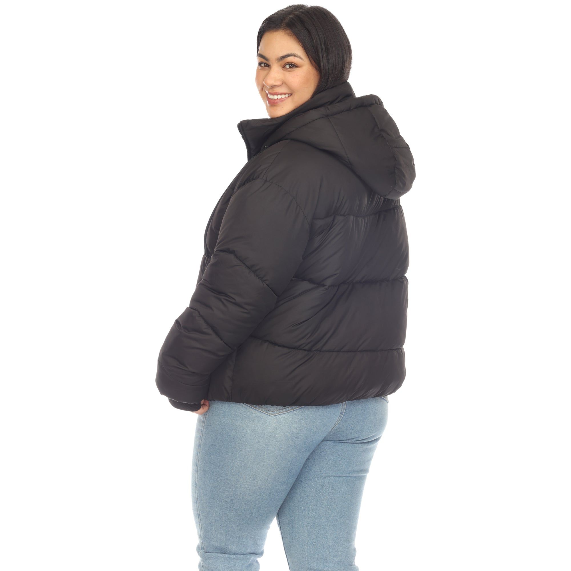 Full Front Zip Hooded Bomber Puffer Coat - Plus sold by Dress Barn product image thumbnail 3
