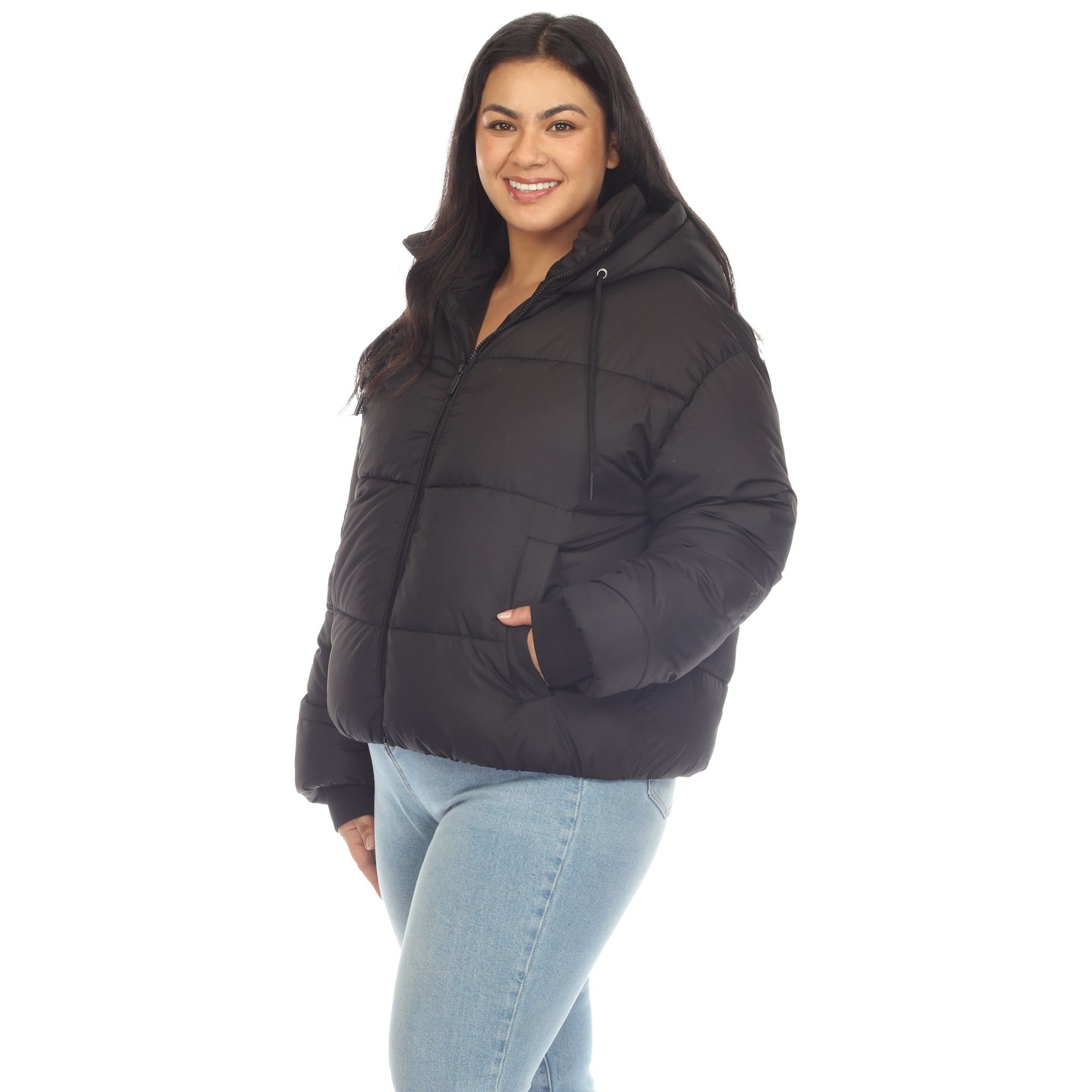 Full Front Zip Hooded Bomber Puffer Coat - Plus sold by Dress Barn product image thumbnail 2