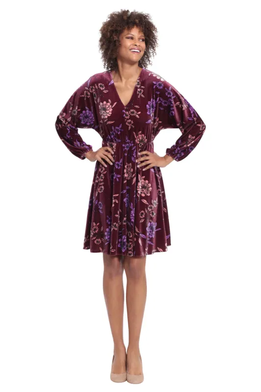Dolman V-Neck Velvet Floral Mini Dress sold by Dress Barn
