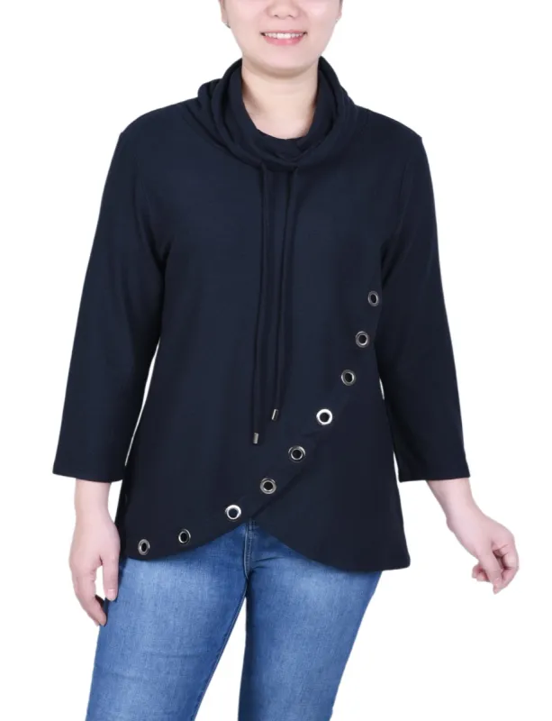 3/4 Length Sleeve Top With Grommet Hem - Petite sold by Dress Barn