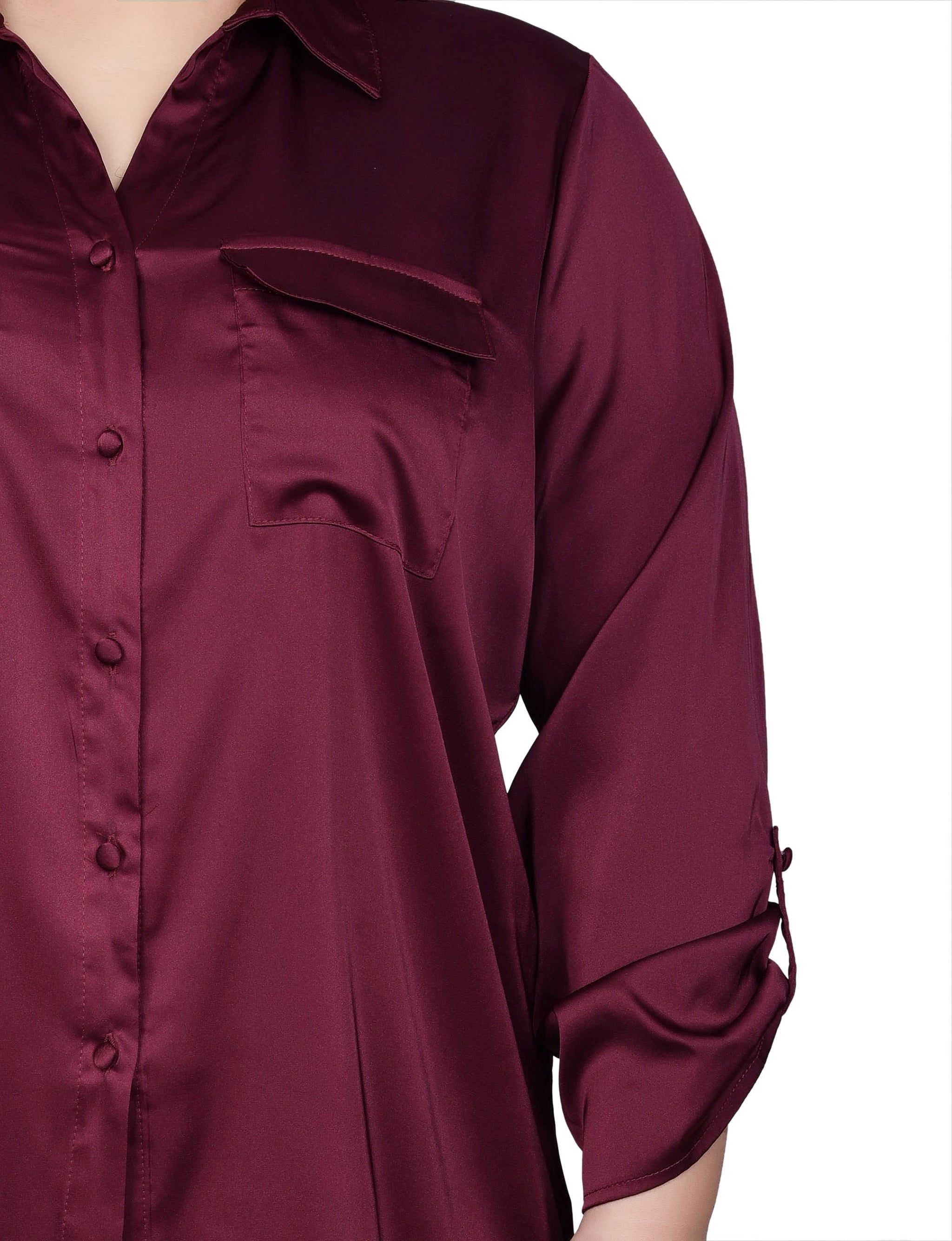 NY Collection 3/4 Sleeve Roll Tab Satin Blouse - Plus sold by Dress Barn product image thumbnail 3