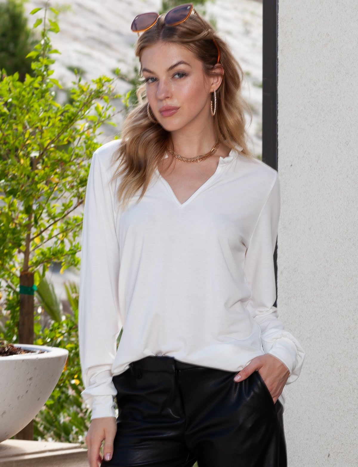 Ruffled Notch Neck Long Sleeve Top - Plus sold by Dress Barn product image thumbnail 5