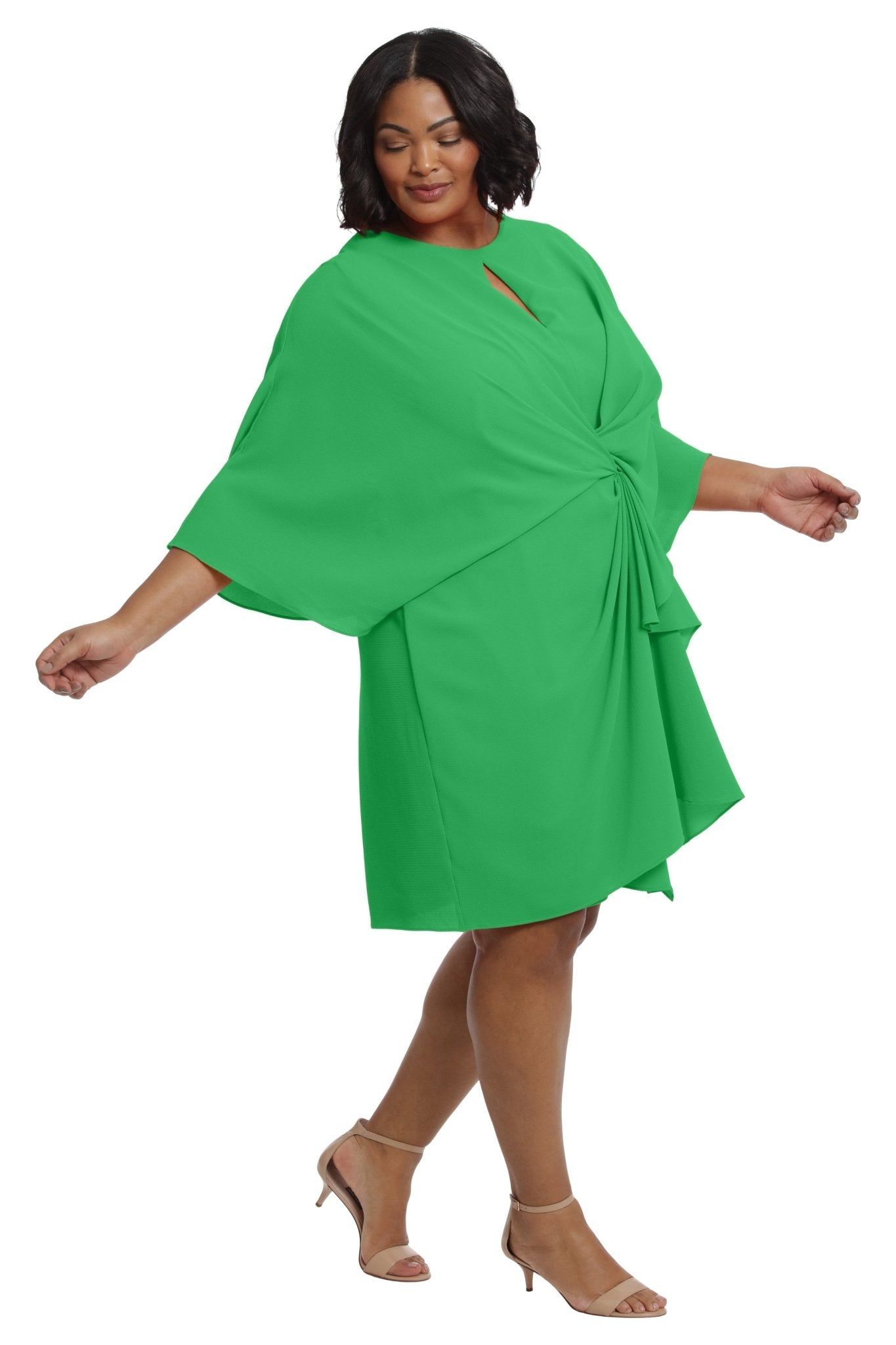 Draped Dress With Keyhole And Front Appendage - Plus sold by Dress Barn