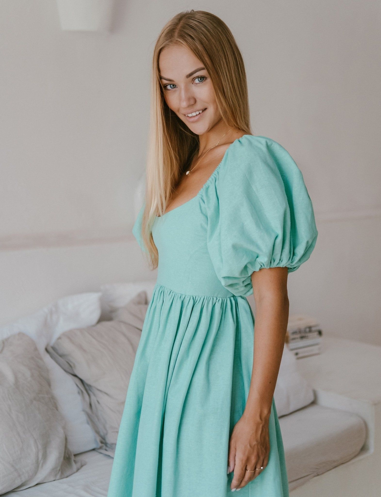 Dreamy Tosca Shirred Back Linen Midi Dress sold by Dress Barn product image thumbnail 3