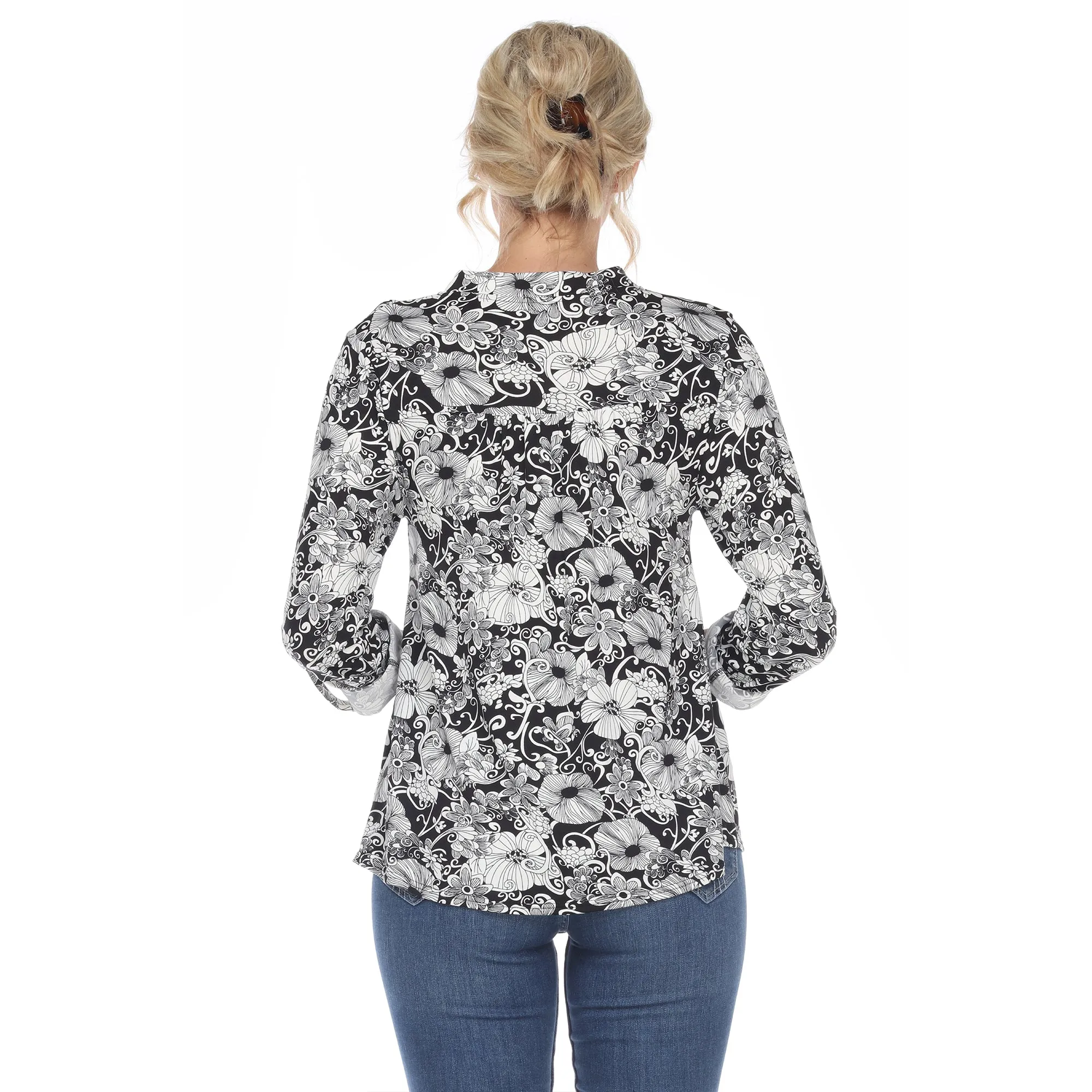 Pleated Long Sleeve Floral Print Blouse sold by Dress Barn product image thumbnail 3