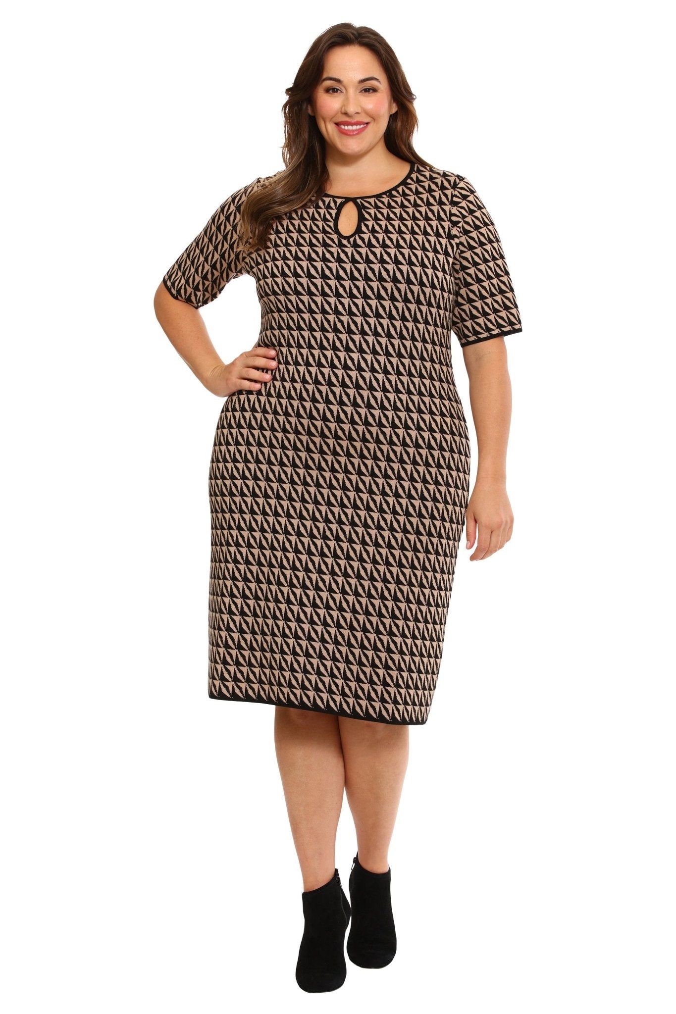 Short Sleeve Keyhole Midi Dress - Plus sold by Dress Barn